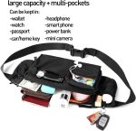 Large Waterproof Black Waist Bag Fanny Pack For Men Women Belt Bag Pouch Hip Bum Bag Chest Bag with Adjustable Strap, Premium Lightweight Fanny Pack For Gym Fitness Workout Travel Work Commuting - Image 2